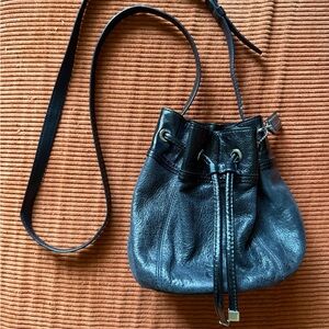 Coach Black Leather Mini Bucket Bag Crossbody | Drawstring | Vintage Y2K